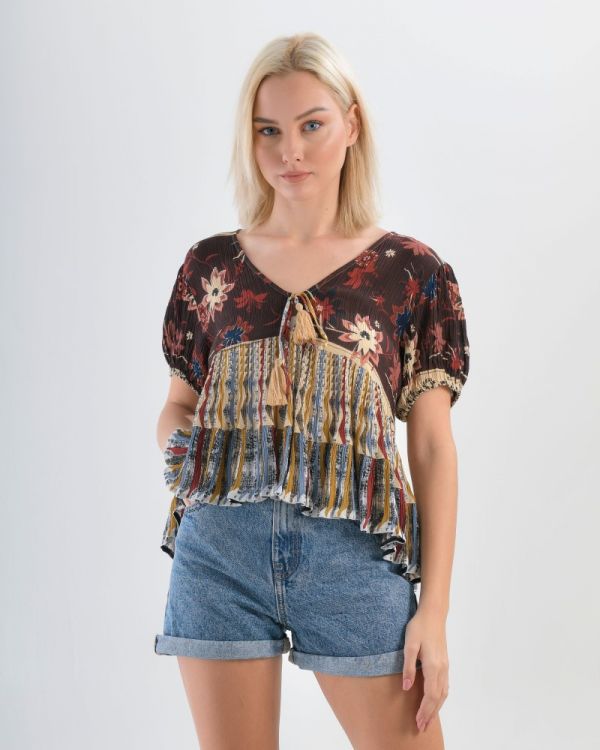 TOP/ΜΠΛΟΥΖΑΚΙ ΜΠΟΡΤΝΩ/ΠΟΛΥΧΡΩΜΟ ONE SIZE