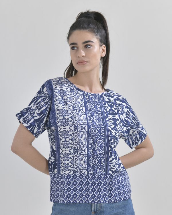 ΜΠΛΟΥΖΑ ΛΕΥΚΗ/ΜΠΛΕ S/M (RAYON)