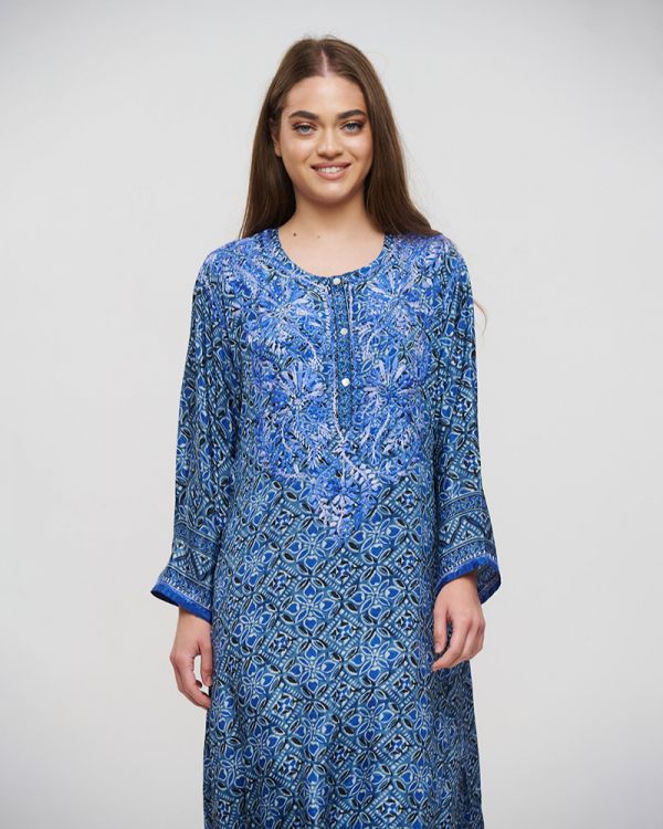 ΦΟΡΕΜΑ ΜΑΚΡΥ ΜΠΛΕ M/L (28%SILK / 72%CREPE)