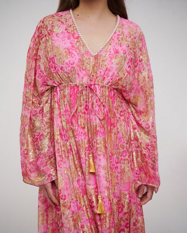 ΦΟΡΕΜΑ/ΚΑΦΤΑΝΙ ΡΟΖ/ΧΡΥΣΟ ΜΕ ΣΧΕΔΙΑ ONE SIZE (100% VISCOSE)